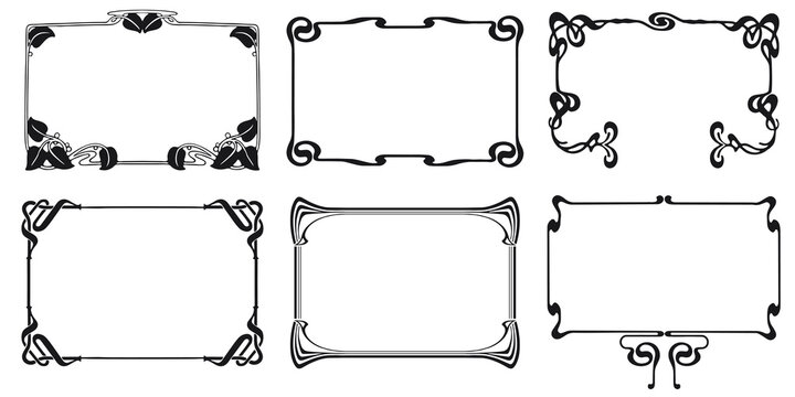 Frames with style Art Nouveau ornament vector set.