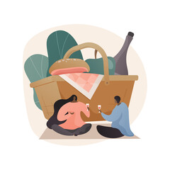 Indoor picnic abstract concept vector illustration.