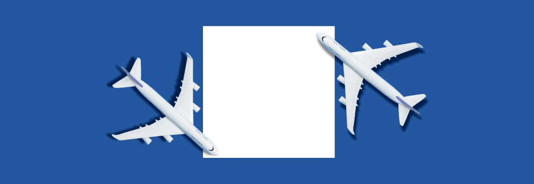 Travel background concept. objective with plane on empty white paper for text. Picture for add text message. Backdrop for design art work.