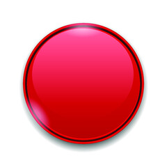 Red button isolated on a white background. 3d illustration