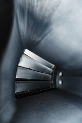 Jet engine fan blades from the inside.