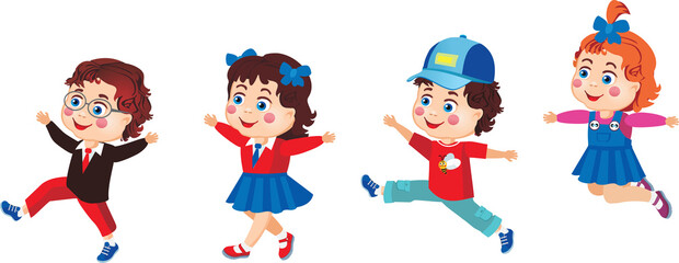 Children run and jump.