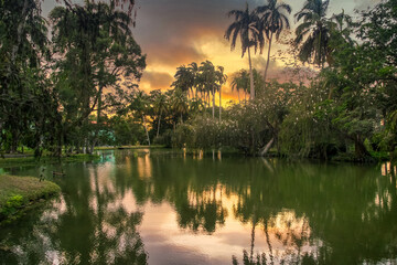 Sunset in the 'Mayajigua Lakes' also known as 'San Jose del Lago' in the province of Sancti...