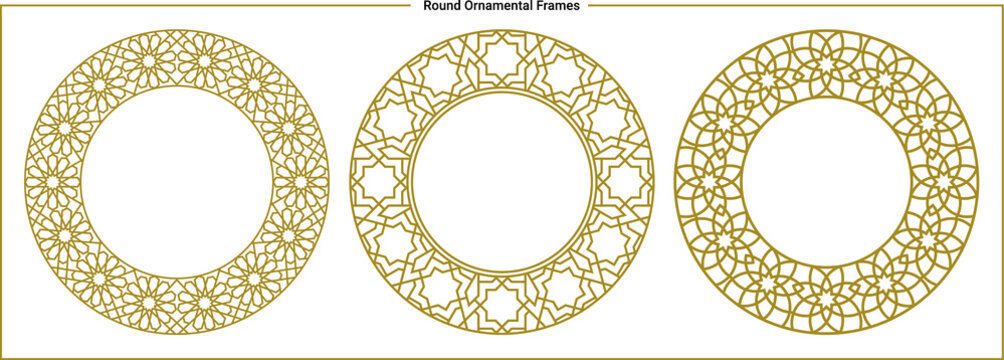 Round ornamental frames, Luxury frames, Arabic, Andalusian, Oriental, Arabesque styles.