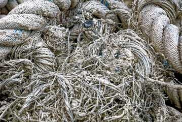 Fishing ropes piled up in a stack