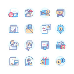 Bank services - line design style icons set