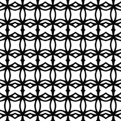  Geometric vector pattern with triangular elements. Seamless abstract ornament for wallpapers and backgrounds. Black and white colors.