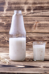 homemade milk made from oat grains . healthy breakfast