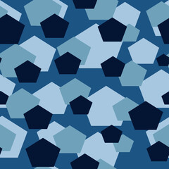Geometric seamless camouflage blue pattern. Vector illustration.