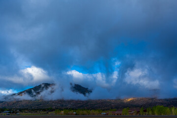 Granit Mountain covered by clouds  