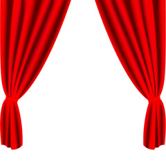 Red stage curtain isolated on a white background