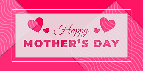 Beautiful Happy Mother's day concept with Abstract Background, pink color combination, and hearts. Cute love sale banner or greeting card. Vector Illustration