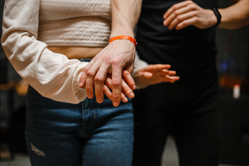 Kharkiv, Ukraine 08.04.21 Man and woman are dancing passionately kizomba at party