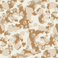 Abstract vector military camouflage background. Seamless camo pattern for army clothing. Beige, brown color texture