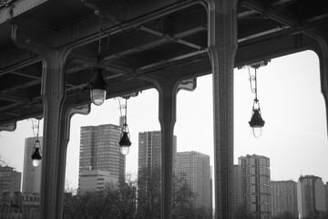 elevated train station in the city