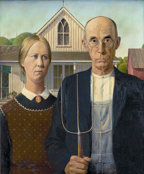 Grant Wood, American Gothic, 1930, oil on panel, Art Institute of Chicago
