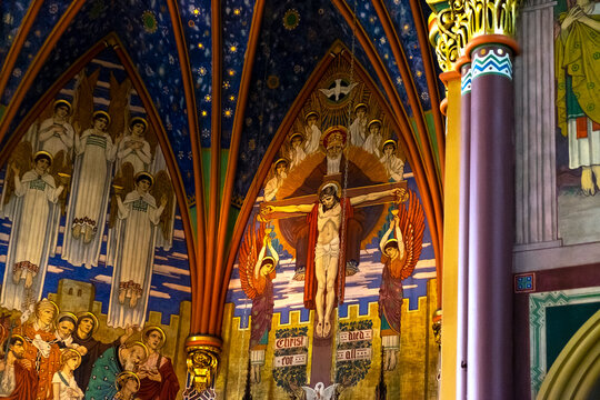 Interior of the Church of the Madeleine, Salt Lake City, Utah, USA