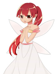 妖精のイラスト　赤　切ない