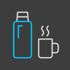 Thermos bottle vector icon on dark background
