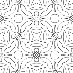  Geometric vector pattern with triangular elements. Seamless abstract ornament for wallpapers and backgrounds. Black and white colors.