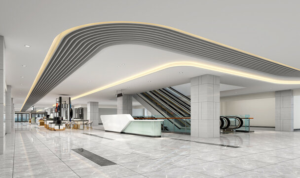 3d render of shopping mall interior