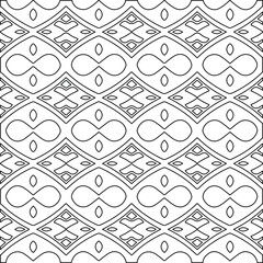  Geometric vector pattern with triangular elements. Seamless abstract ornament for wallpapers and backgrounds. Black and white colors.