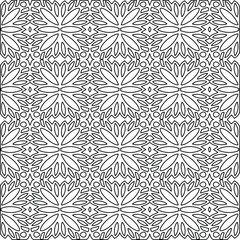  Geometric vector pattern with triangular elements. Seamless abstract ornament for wallpapers and backgrounds. Black and white colors.