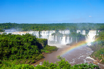 landscape big waterfalls in Iguazu Falls, Foz do Iguacu, Parana State, South Brazil