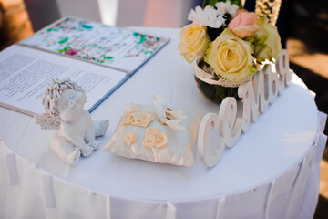 Wedding setup detail on a table