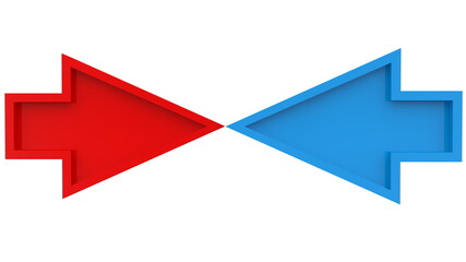 Arrow against arrow in blue and red
