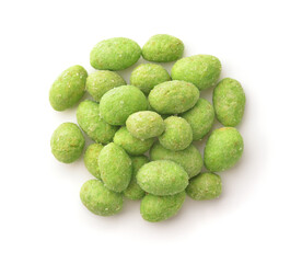 Top view of wasabi coated peanuts