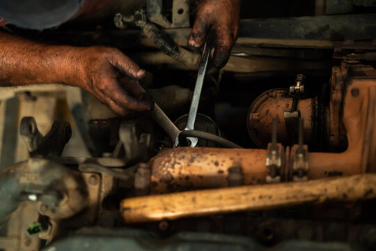 Mechanics Working On Truck Maintenance In Brazil