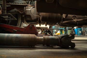 Fototapeta premium mechanics working on truck maintenance in brazil