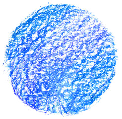 Blue circle drawn in pencil with crayons shaded.