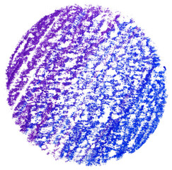 Blue circle drawn in pencil with crayons shaded.