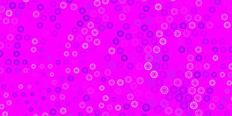 Light Purple, Pink vector backdrop with mystery symbols.