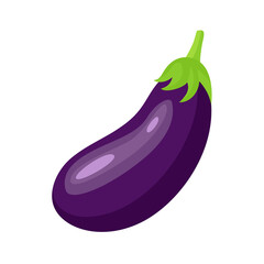 Eggplant vector flat icon. Cartoon vegetable isolated on white.