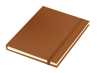 Brown elastic notebook. vector illustration