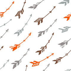 Trendy boho arrows vector seamless ornament. Ethnic scandinavian design. Tribal indian motive.