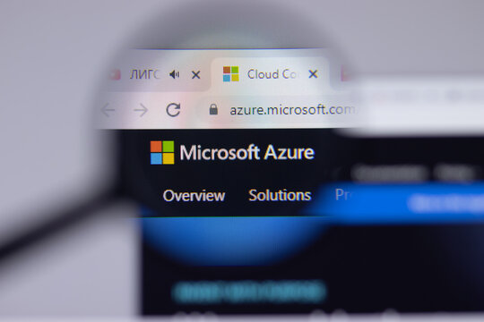 New York, USA - 26 April 2021: Microsoft Azure logo close-up on website page, Illustrative Editorial.