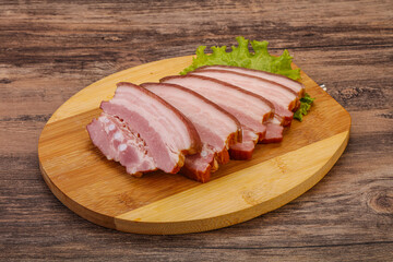 Tasty smoked pork brisket slice