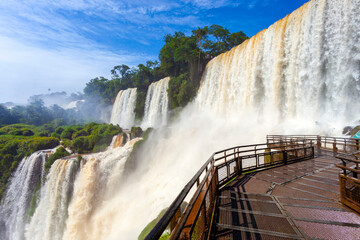 Iguazú falls in Argentina bordering Brazil