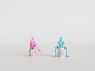 Gender pay Gap concept minimalism concept in studio