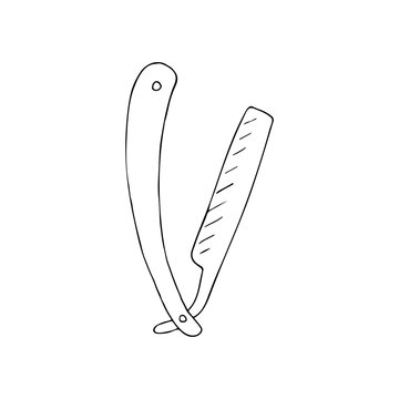 Doodle shaving knife illustration in vector. Hand drawn shaving knife illustration in vector. Doodle barber knife icon