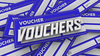 Voucher Pile Many Certificate Credit Money Gift Value Documents 3d Animation