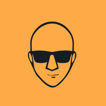 Bald Man with Black glasses face