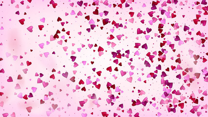 Falling Hearts Vector Confetti. Valentines Day Tender Pattern. Trendy Gift, Birthday Card, Poster Background Valentines Day Decoration with Falling Down Hearts Confetti. Beautiful Pink Sparkles