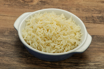 Steamed basmati rice in the bowl