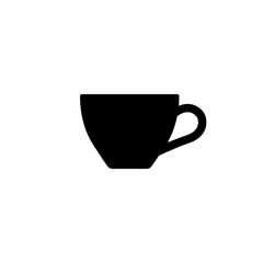 Coffee mug silhouette. Cup icon on a white background. Simple logo. Isolated. Vector illustration.