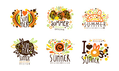 Fototapeta na wymiar Summer Holiday Original Design with Fancy Shapes Vector Set